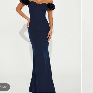 🔴Fashion Nova Navy Blue Rosie Maxi Dress Size Medium NWT